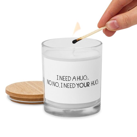 "I need your Hug" Elegant Glass jar candle (Customizable) - Picture 2 of 2